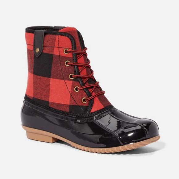 JustFab Shoes - Buffalo Plaid Duck Boots - sz  7